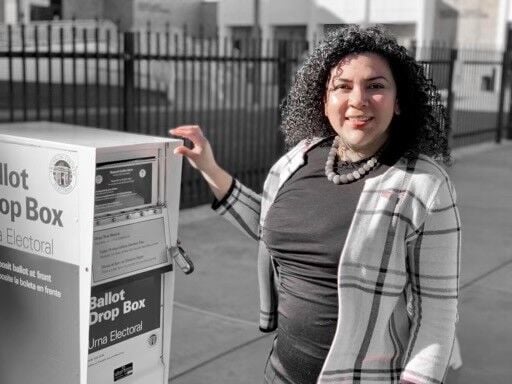 Ana Ruiz Kennedy at Ballot Drop Box